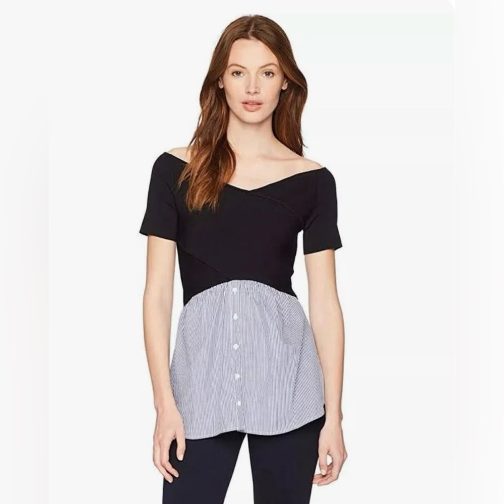 Nicole Miller New York off the shoulder ribbed blouse